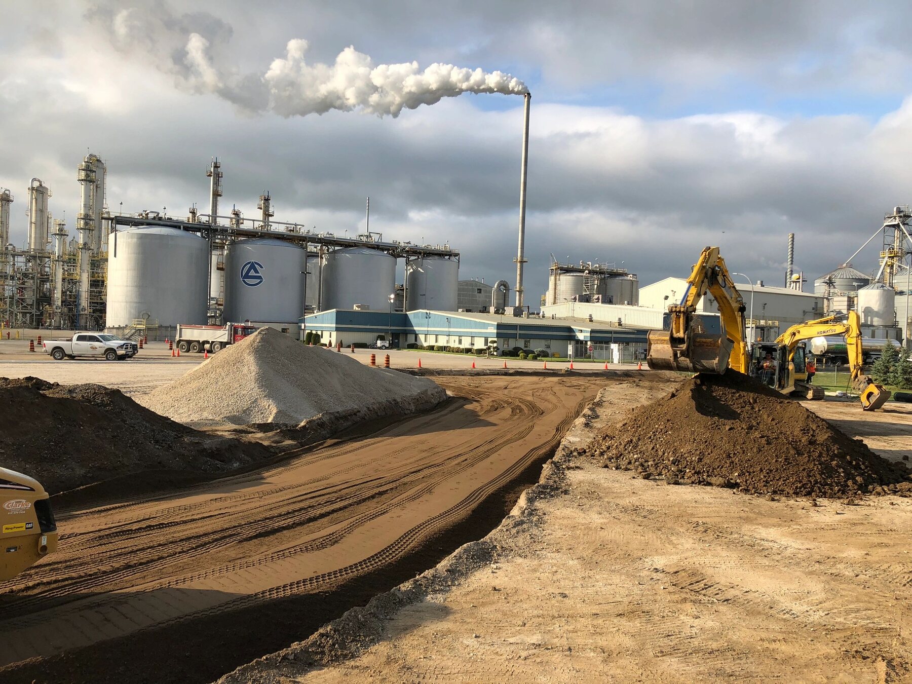 Civil construction work at an industrial site