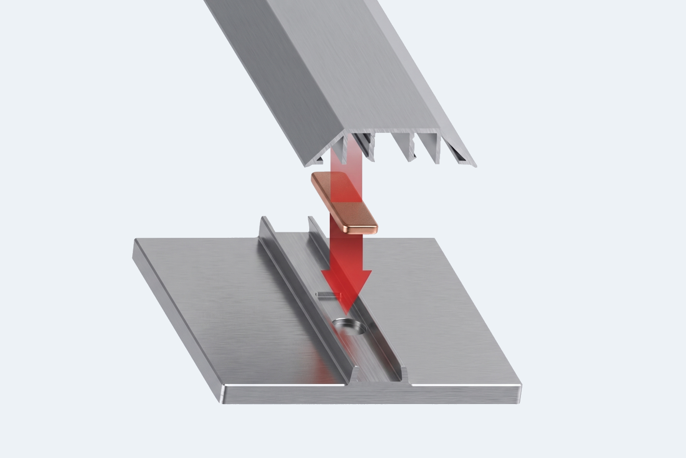 Magnetic Reveal System: rustication, base clip, magnet and metal casting bed